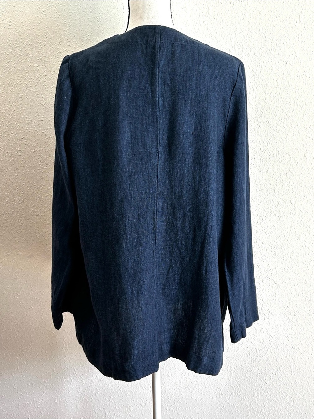 Pure J.Jill Linen Open Front Cardigan 100% Linen Blue Women's Size L Pockets - Picture 4 of 8